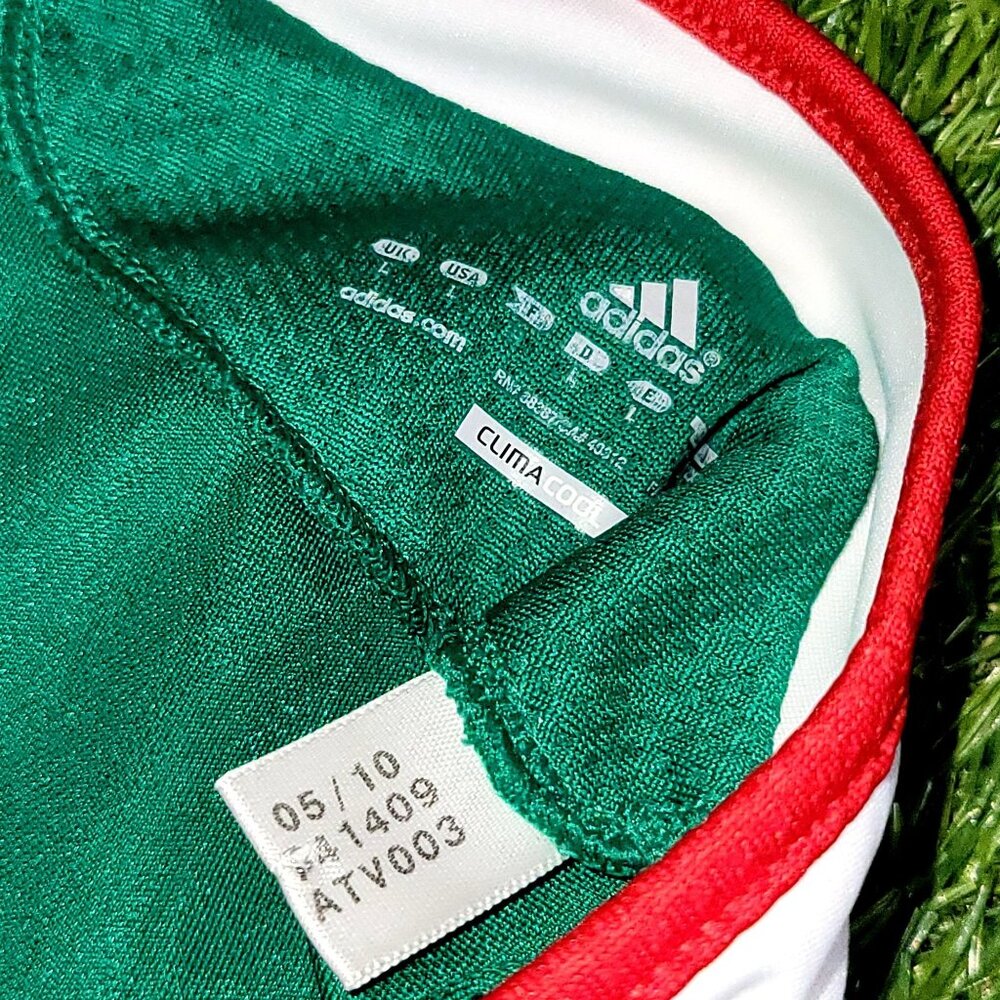 Blanco Mexico 2010 WORLD CUP Home Long Sleeve Soccer Jersey Shirt L SKU# P41409 - Picture 6 of 8